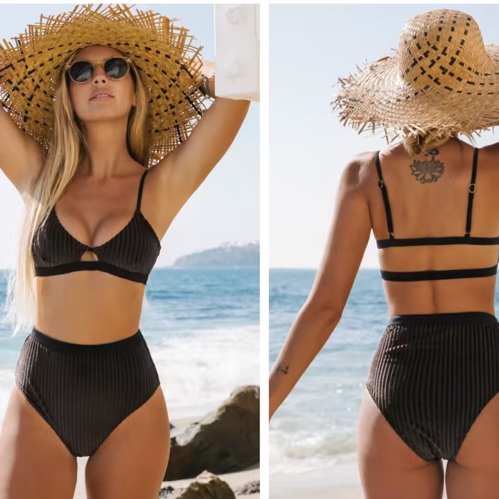 Cupshe | Dark Brown Smocked Bikini